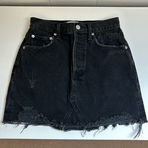 Agolde black denim distressed jean skirt